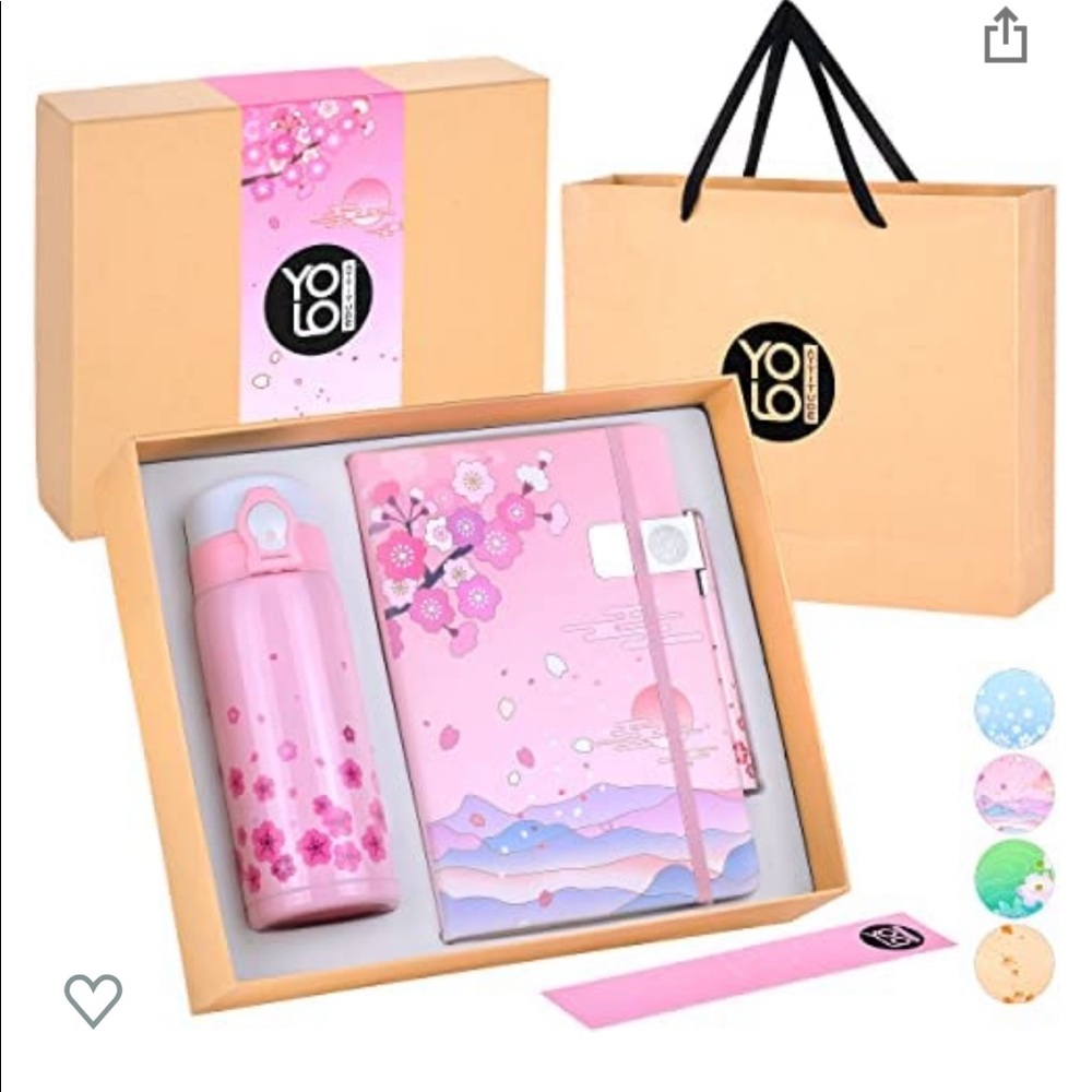 New pink journal+thermos gift set